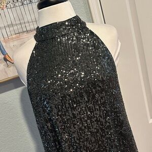 Cable & Gauge Sz XL Emerald Green Sequin Halter Dress
